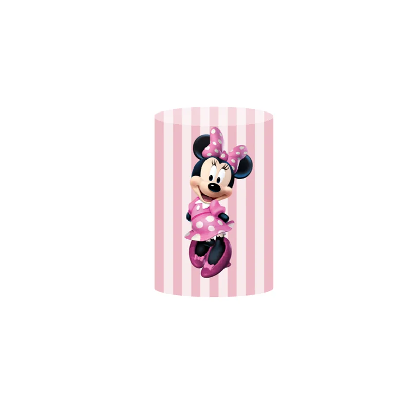 Disney Minnie Baby shower Birthday Party Dessert Pedestal Plinth Cylinder Cover Circle Round Backdrop Cover