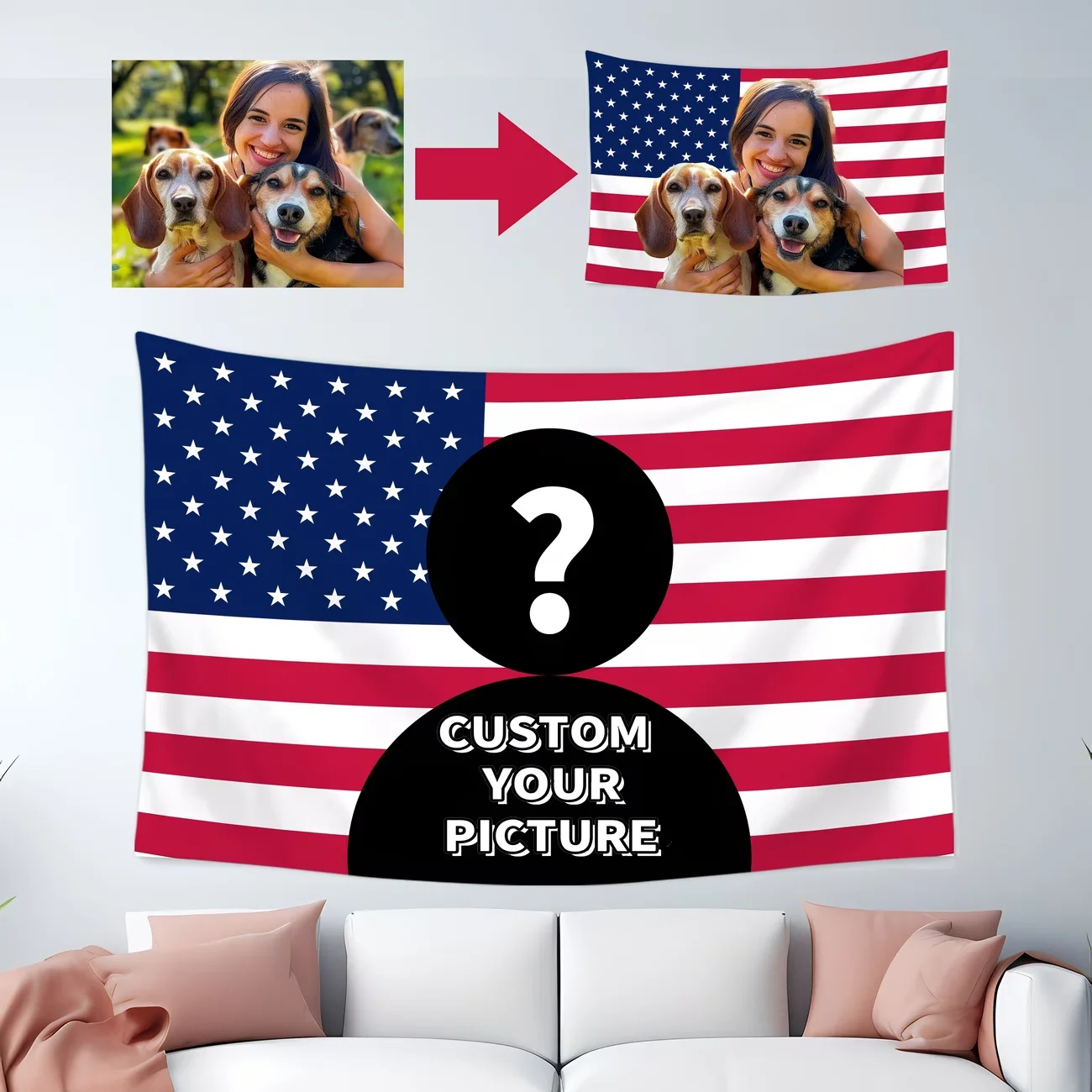 1 Customizable Photo Tapestry – Unique Home Decor Perfect for Birthdays, Weddings, Halloween, Christmas, and Parties.
