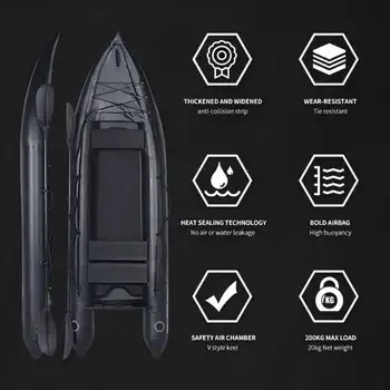 Ikuby 雙人充氣釣魚皮划艇 PVC 船 - 130 x 43 x 11.8 英寸 8 最佳銷售 雙人充氣獨木舟 - №6
