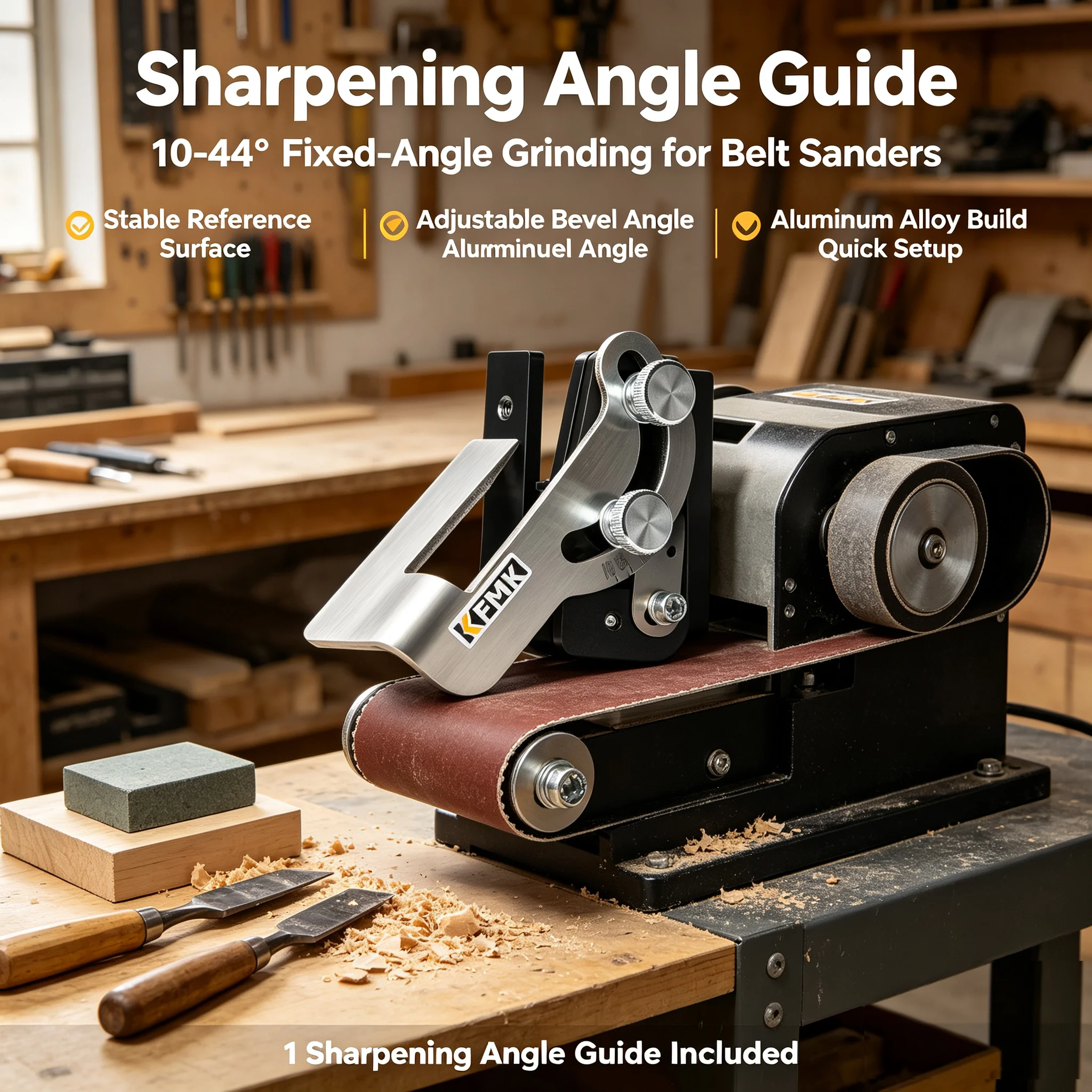 Belt Sander Grinding Guide Adjustable Fixed-Angle Grinding Guide Fixed Angle Jig Aluminum Alloy Sharpening Tool Compatible