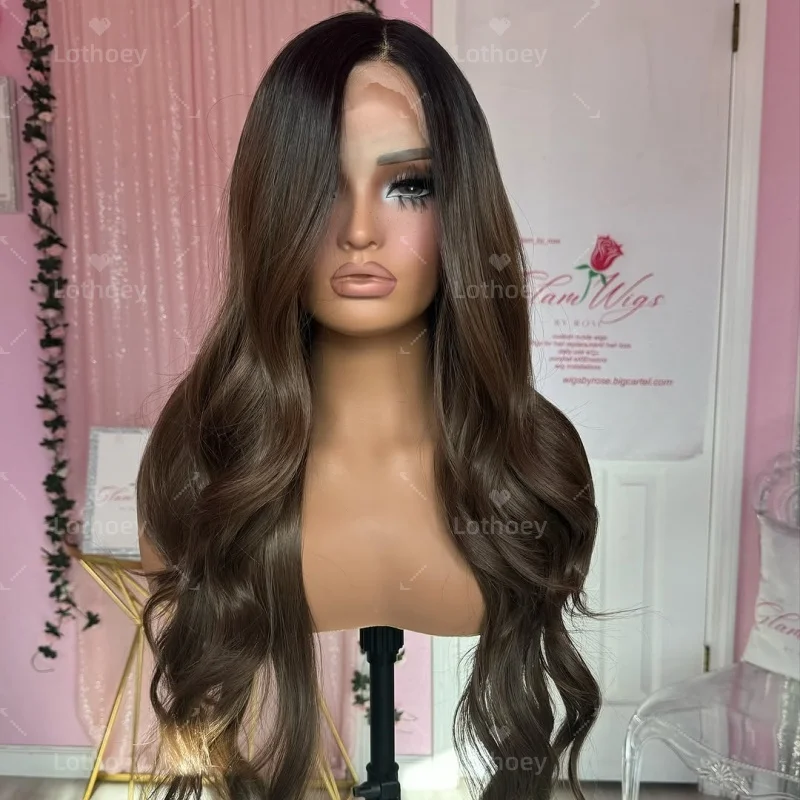 13x4 초콜릿 브라운 레이스 프론트 인모 가발 바디 웨이브 인모 가발 다크 브라운 13x6 레이스 프론탈 가발 여성용