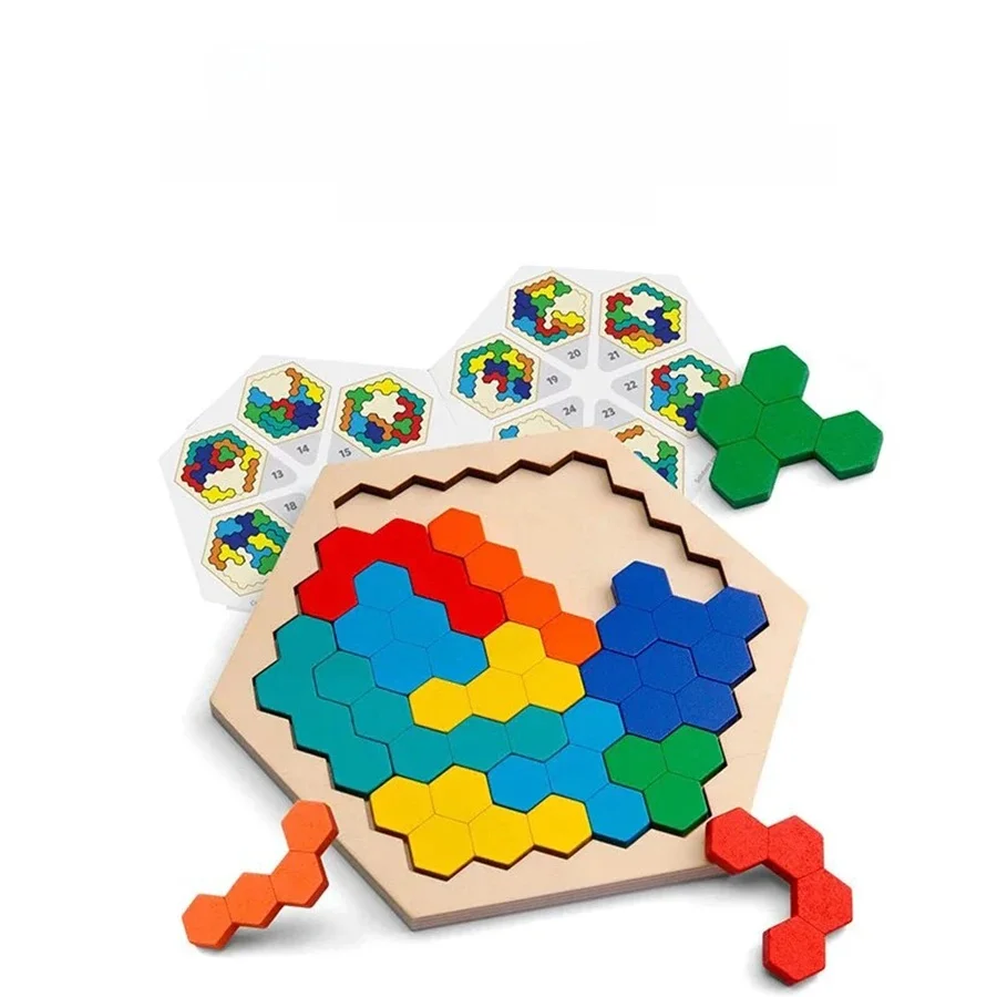 1 sztuk drewniane puzzle zabawki edukacyjne dla dzieci dzieci w wieku przedszkolnym tablica Tangram mózg IQ gra testowa zabawki Montessori prezenty — zdjęcie 2