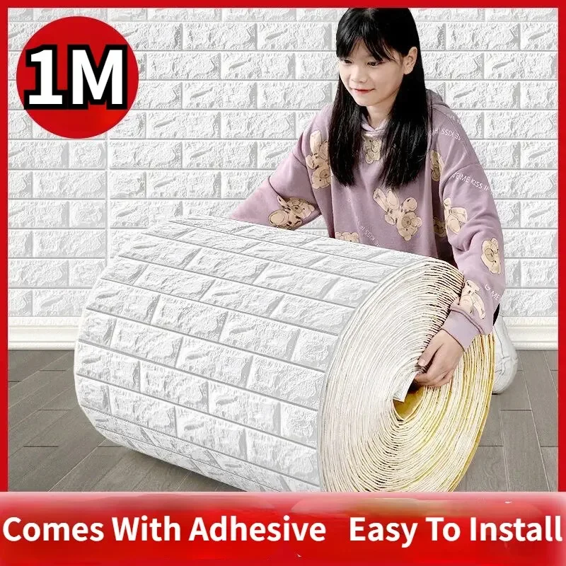 70cm*1m 3D Brick Pattern Wall Sticker Self-Adhesive Panel Waterproof Living Room Wallpaper Home Decoration