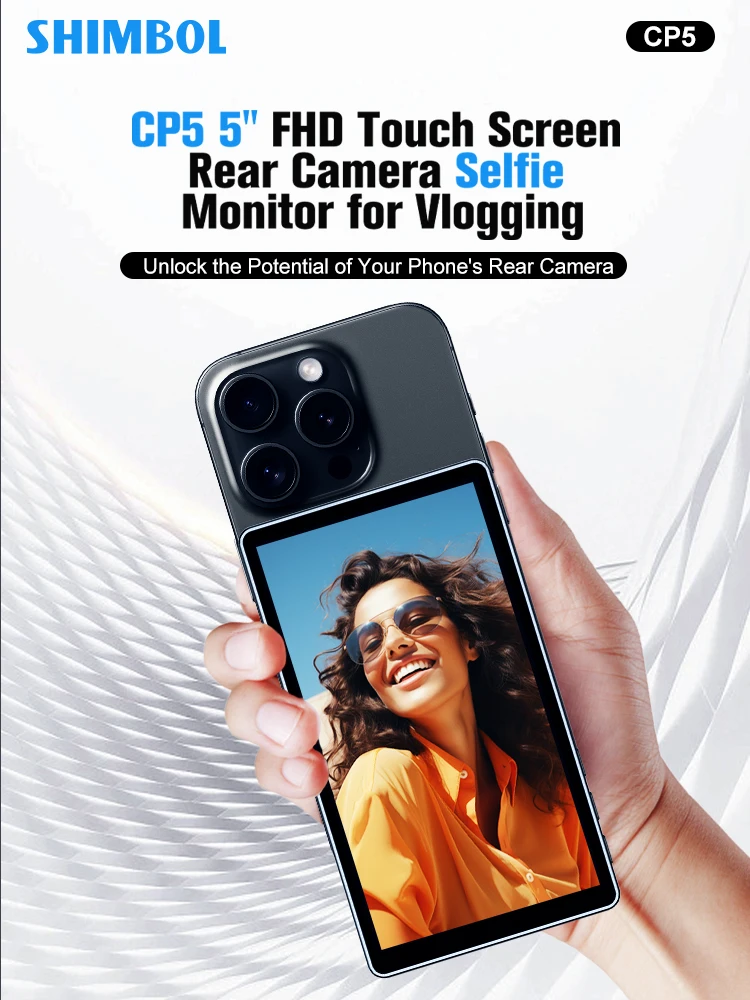 

Shimbol CP5 1080p Full HD 5'' Touch Screens Rear Camera Selfie Monitor for Vlog Live Stream for Compatible for iPhone Android