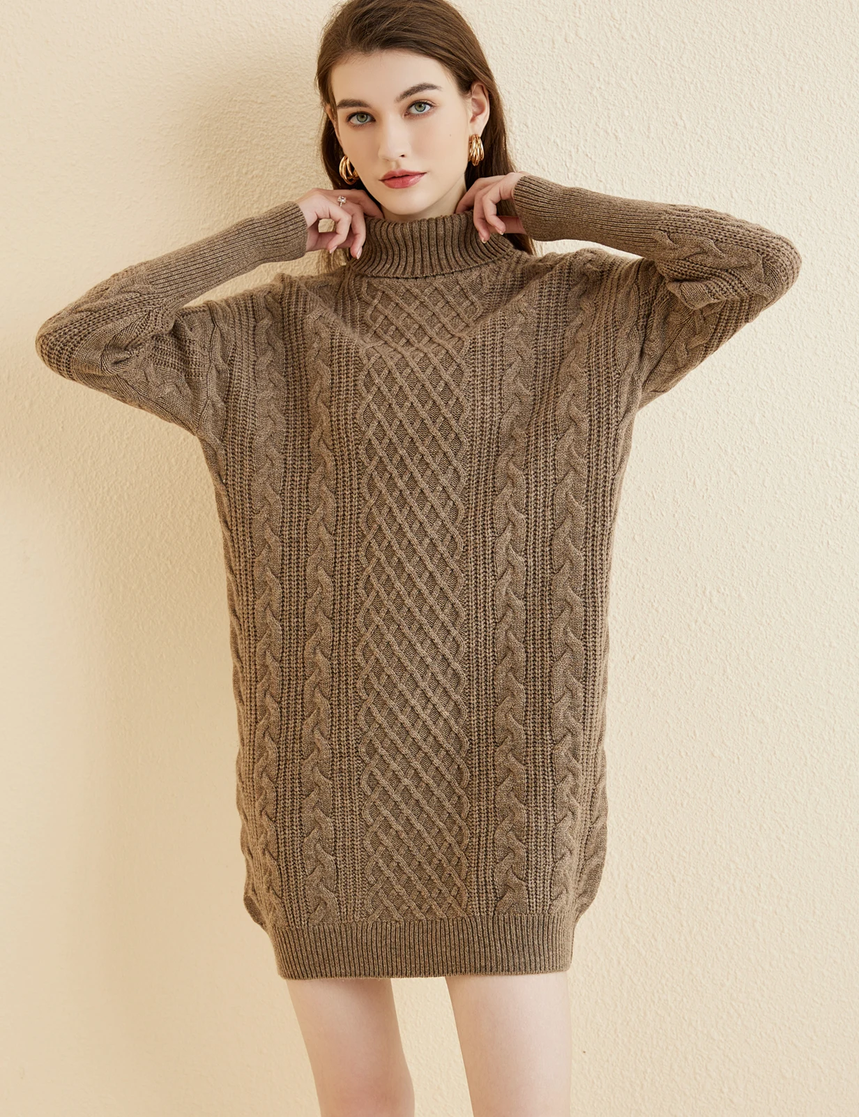 Turtleneck Women\'s Wool Sweater 2023 Fall Winter Warm Soft Crewneck Long Sleeve Top Knit Vintage Cable Pullover Sweater Clothing