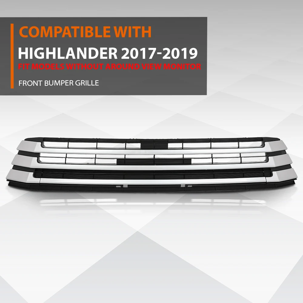 

Решетка переднего бампера Crossdesign для Toyota Highlander 2017-2019, 531020E070, TO1036173, прочная, надежная, из полипропилена