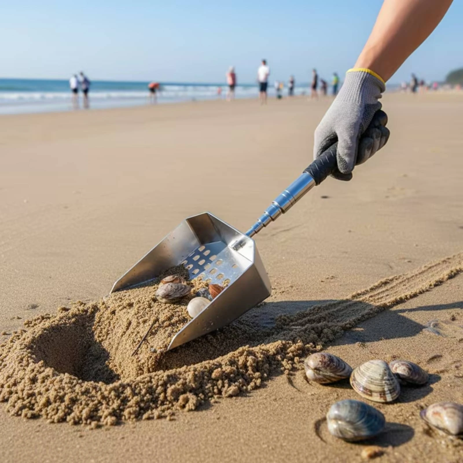 Beach Digging Stainless Steel Clam Sifting Perforated Metal Detecting Sand Digger