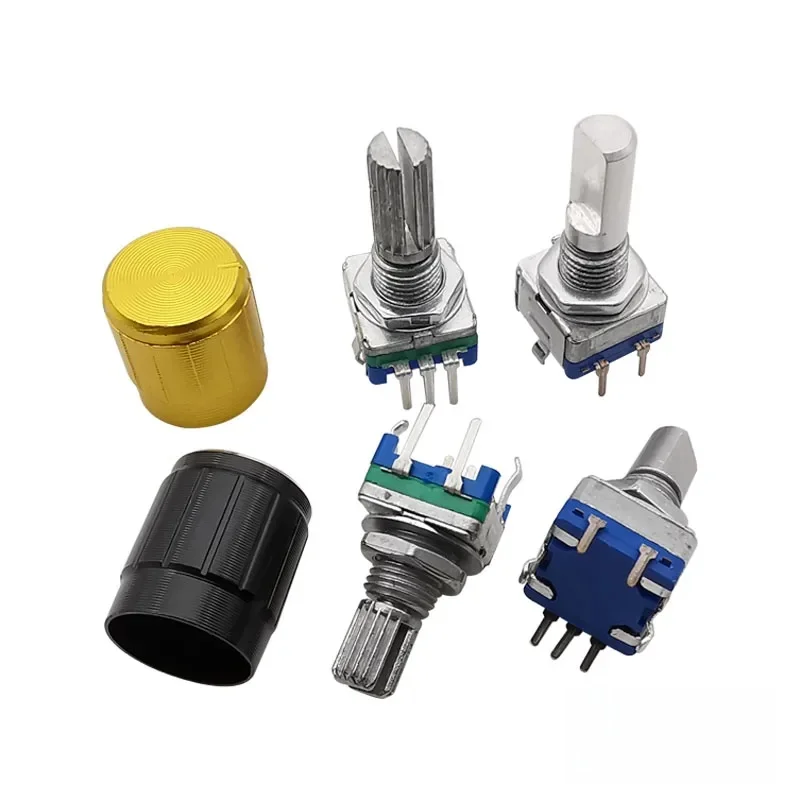 Encodeur rotatif EC11 à 360 degrés, bouton 20 positions, 5 broches, longueur de la poignée 15/20mm avec un bouton poussoir intégré, 5 pièces