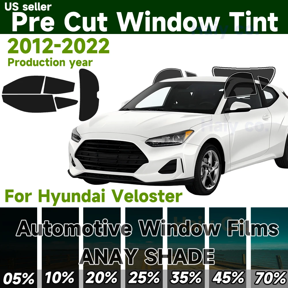

Precut Windows Tint Film Sun Blocking Protection Anti Shatter Glass 2 Ply Film Any Tint Shade Kit for Hyundai Veloster 2012-2022