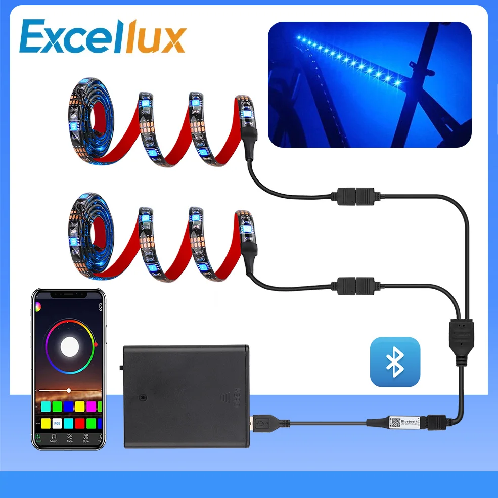 USB Bluetooth RGB Led Strip Lights Battery Powered TV Bicycle Bike Pedal Skateboard Scooter Led Lights For Night Riding Led Tape