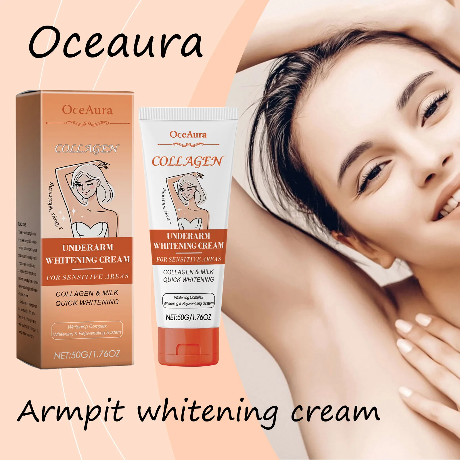 

Oceaura Collagen Whitening Cream for Underarm Joint Knee Brightening Skin Tone Lasting Hydrating Smoothing Whitening Body Lotion