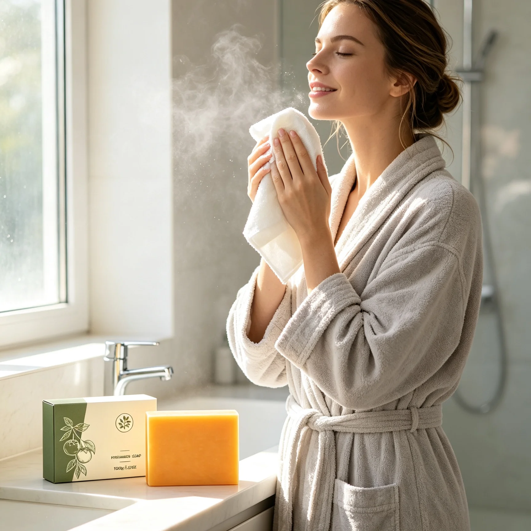 Persimmon Soap Bar for Body Odor Control Deep Cleansing Bad Smell Remover Skin‑friendly Rich Foam Shea Butter Bath Soap Bar 100g