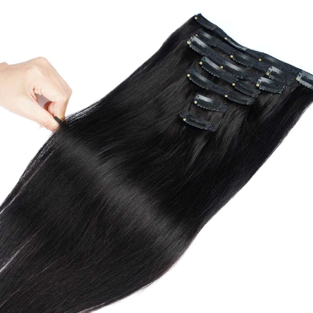 Doreen 10 12 14 16 Malaysia Short Double Weft Clip In Human Hair Extensions Thick 100% Straight Hair Clip In Extensions 7 Pieces