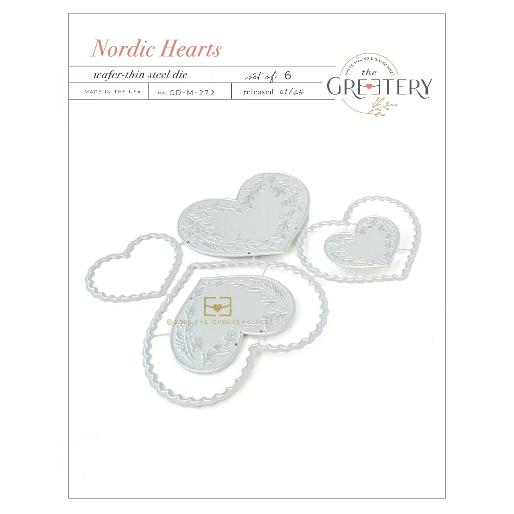 2025 Valentine\'s Day Nordic Hearts Die Cutting Dies Scrapbook Diary Decoration Stencil Embossing Template DIY Greeting Card Ha
