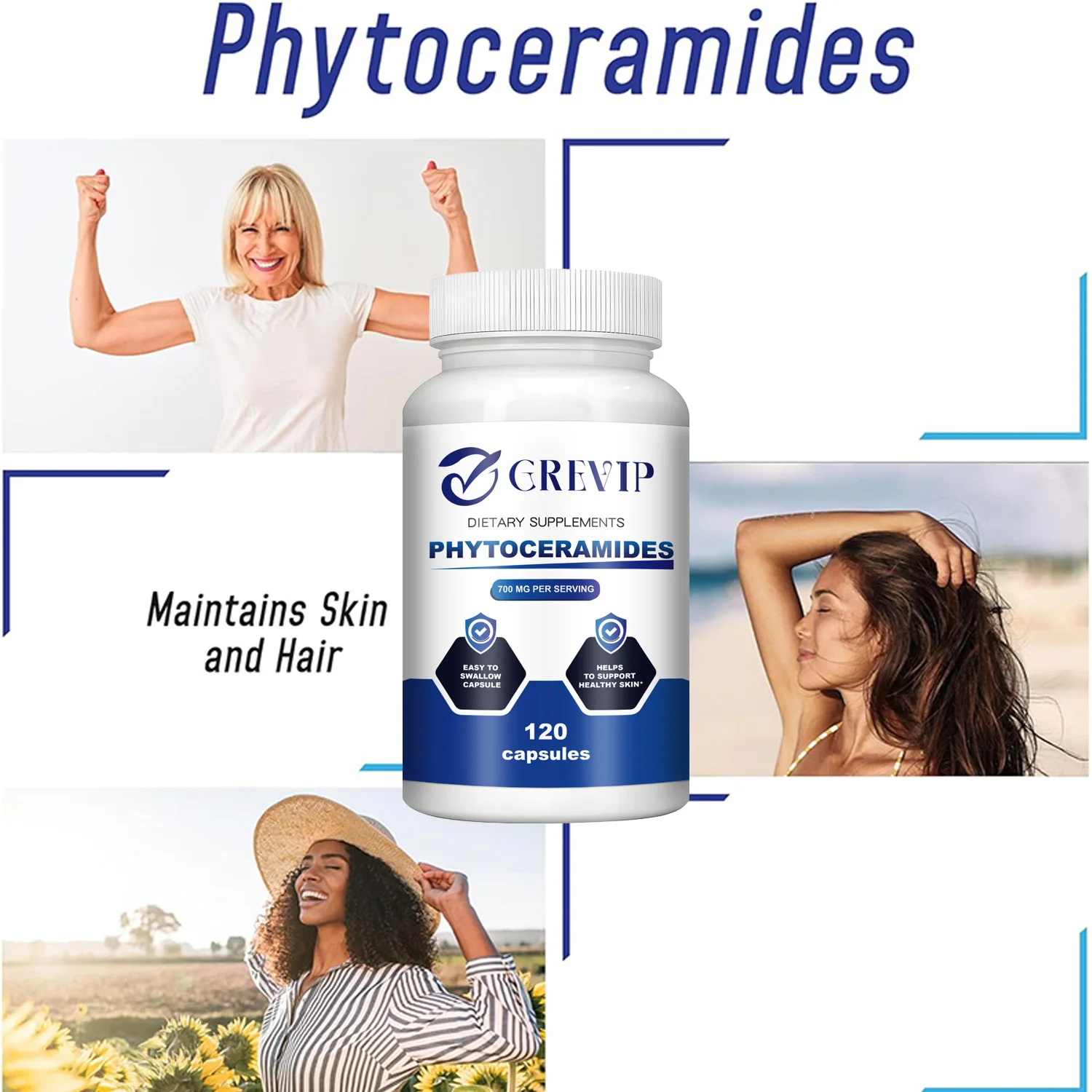 Phytoceramides 700มก.-ต่อต้านริ้วรอยจากธรรมชาติลดริ้วรอยและเส้นเล็กคอลลาเจนบูสต์-120แคปซูล