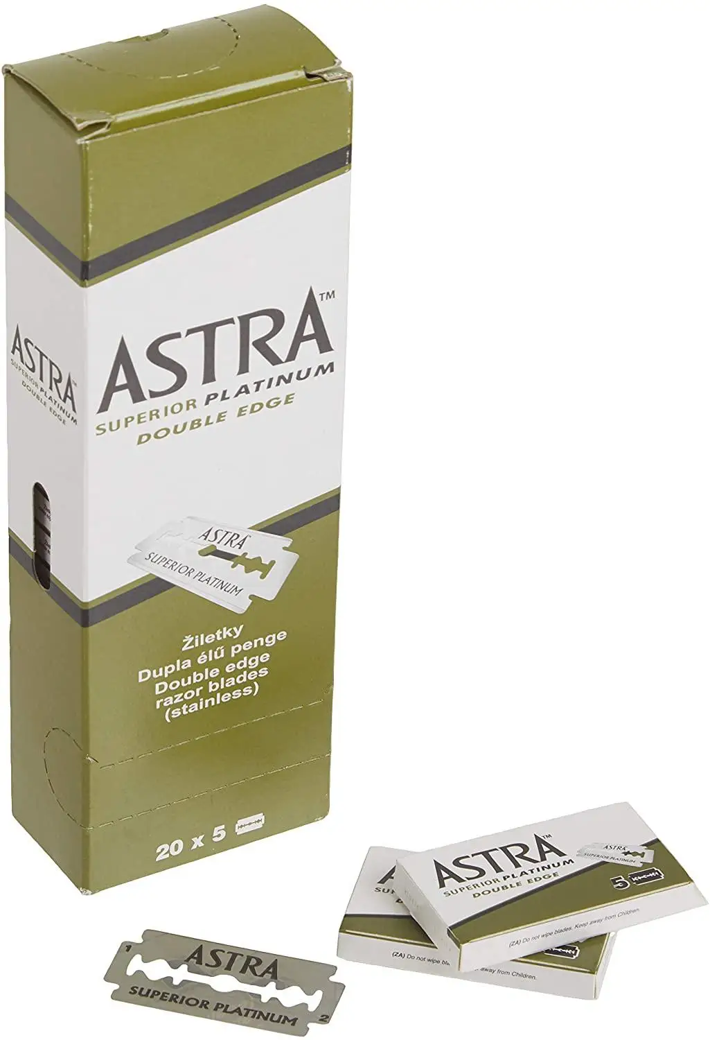 

Astra superior platinum double edge safety razor blades shaving green pack 5 pcs, 10 pcs, 20 pcs, 50 pcs, 100 pcs and 200 pcs.