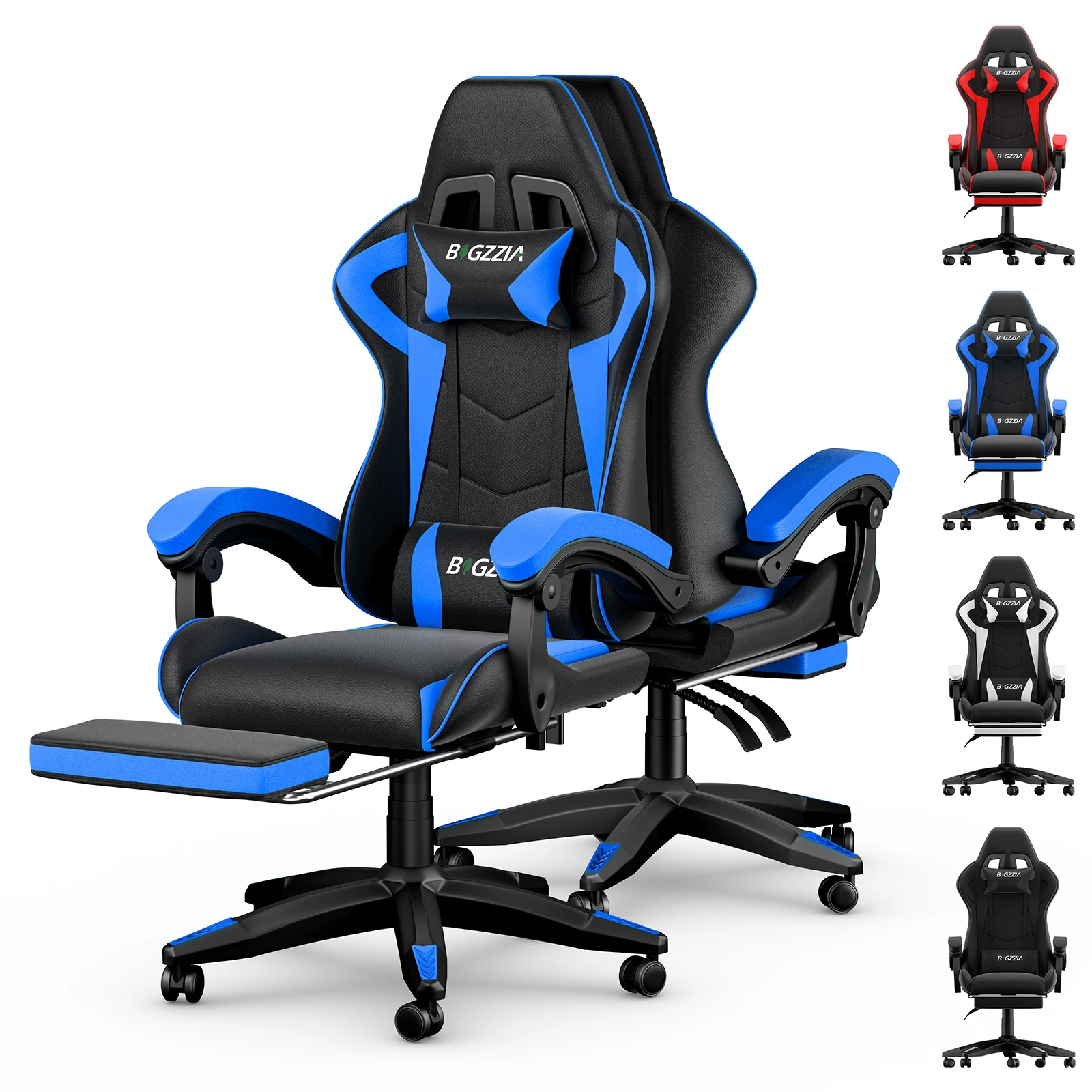 Ergonomic  Gaming Chair with Footrest Gamer Chairs Ergonomic with Lumbar Cushion Gaming Chair Height Adjustable Computer Chair