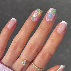 24Pcs Full Coverage Wearing False Nails Manicure Finished Wearable Pregnant Women Detachable Designer Nail Stickers Jelly Glue