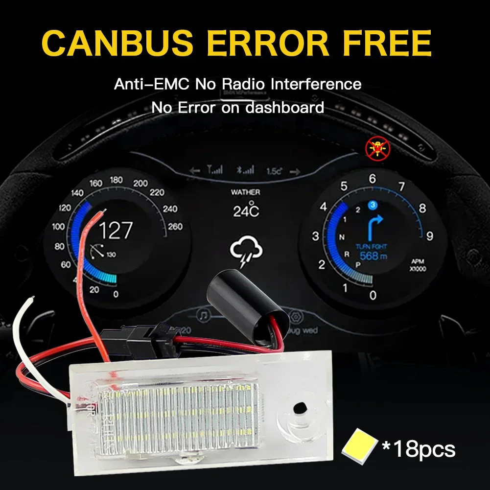2PCS LED License Plate Lights Canbus For Audi A6 C5 4B Sedan 1997-2004 White No Hyper Flash Number Plate Lamps Car Accessories
