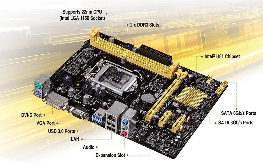 Imagem -02 - Placa-mãe do Desktop Soquete H81 Lga 1150 i3 i5 i7 Ddr3 16g Micro-atx Placa-mãe Original