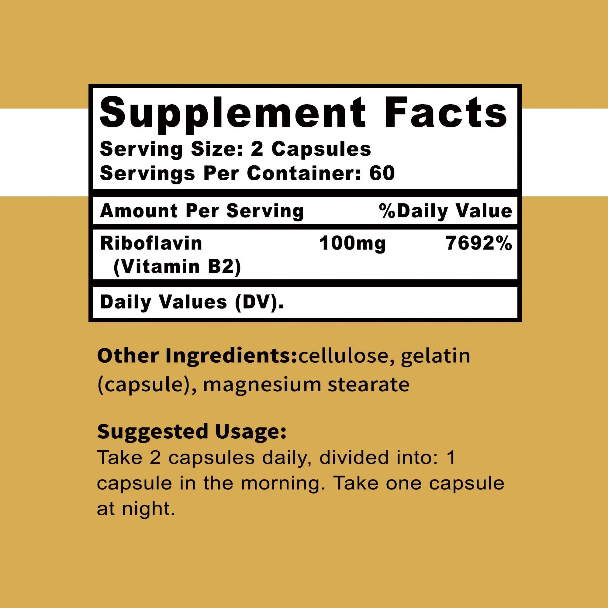 Riboflavin Vitamin B2 - Supports Energy Production, Promotes Cellular and Skin Health, Antioxidant - 120 Capsules