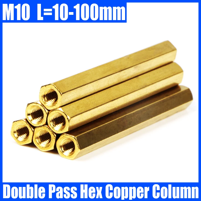 

1 шт. M10 10-100 мм двухсторонняя Шестигранная латунная стойка с наружной резьбой с внутренней резьбой столбик гвоздик Шестигранная медная стол...