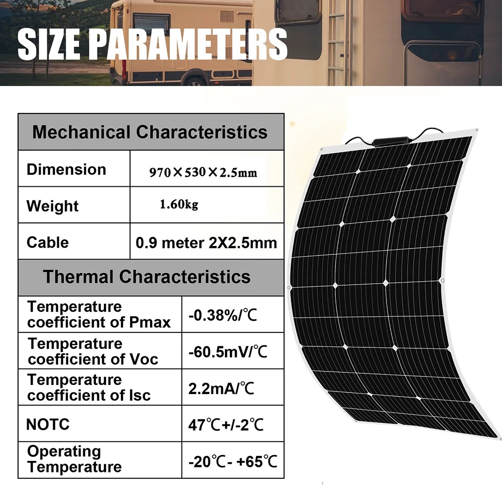 Durable Flexible Solar Panel 12V Monocrystalline Solar Cell Module for Home Use Outdoor Charging Portable Energy Solution