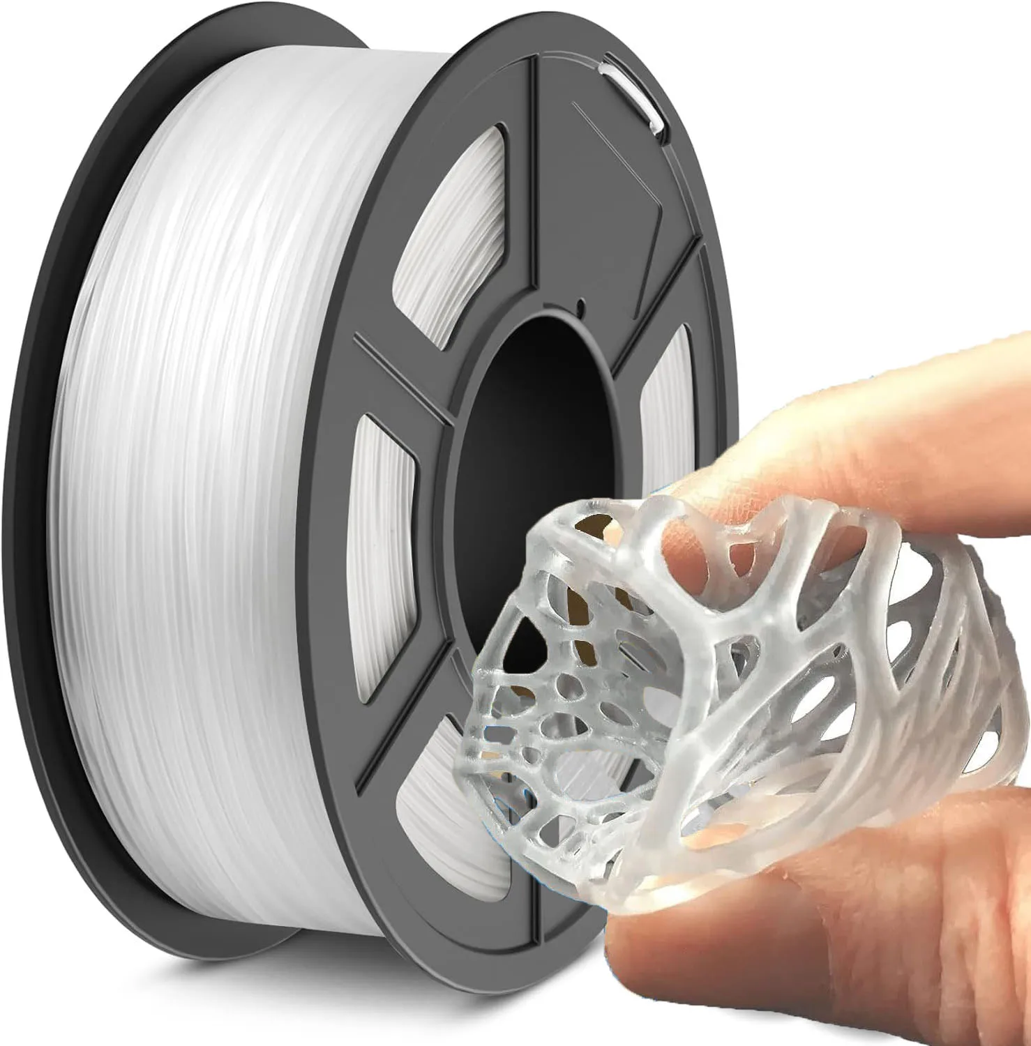 

TPU Filament 1.75mm transparent 250G/500G, Flexible 3D Printer Filament with Shore Hardness 95A, Strong Elasticity
