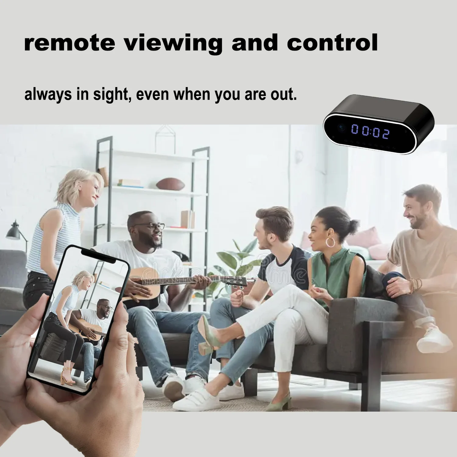 كاميرا ساعة ذكية بدقة 4K فائقة الدقة مع بطاقة SD سعة 16 جيجابايت WiFi-6 كاميرات لاسلكية مع رؤية ليلية 110 °   مسجل كشف الحركة الزاوية