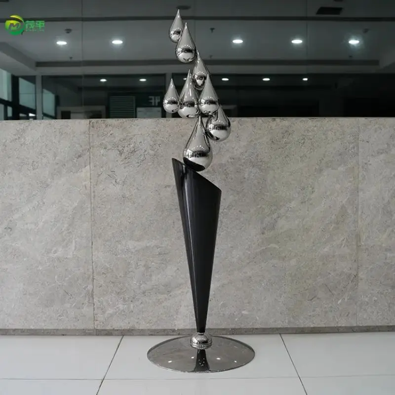 

Factory Customized Mirror Polishing Home Decoration Custom Modern Style Metal Crafts 304 316 Stainless Water Drop Sculpture