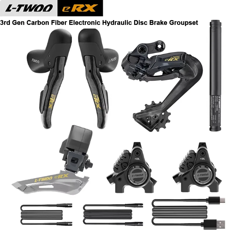 LTWOO ERX 3. Generation Drahtloses Elektronisches Schaltset für Rennräder 2x11 2x12 Gang Carbonfaser-Schalthebel Hydraulische Scheibenbremse