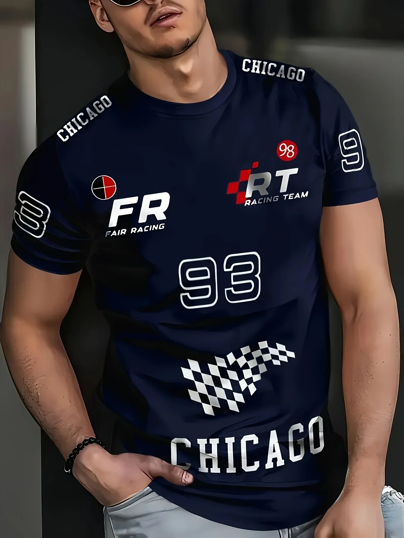 

2025 Summer New Men's Chicago 93 Number T-Shirt Comfortable Casual Fashion Breathable Quick-Drying Sports Round Neck Top
