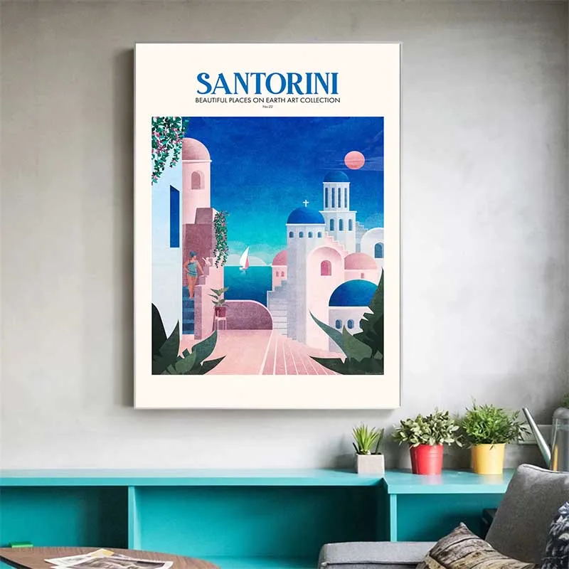 Vintage Travel City Morocco Iceland Tuscany Landscape Poster Print Canvas Painting Wall Art For Modern Room Home Decor Cuadros