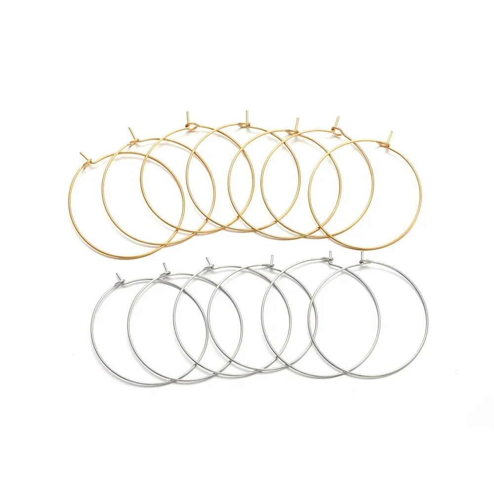 Boucles d'oreilles créoles en acier inoxydable doré, boucles d'oreilles à grand cercle, boucles d'oreilles pendantes, bijoux de bricolage, fournitures exécutives, haute qualité, 20 pièces par lot