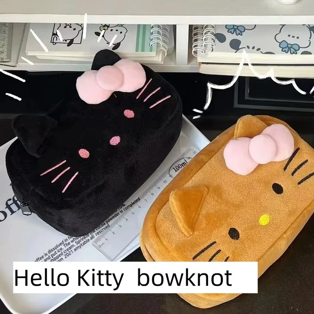 กระเป๋าใส่ปากกาตุ๊กตาเฮลโลคิตตี้ ซานริโอ้ จากมินิโซ ลายการ์ตูนอนิเมะสำหรับเด็กผู้หญิง  กระเป๋าใส่เครื่องเขียนนักเรียนขนาดใหญ่