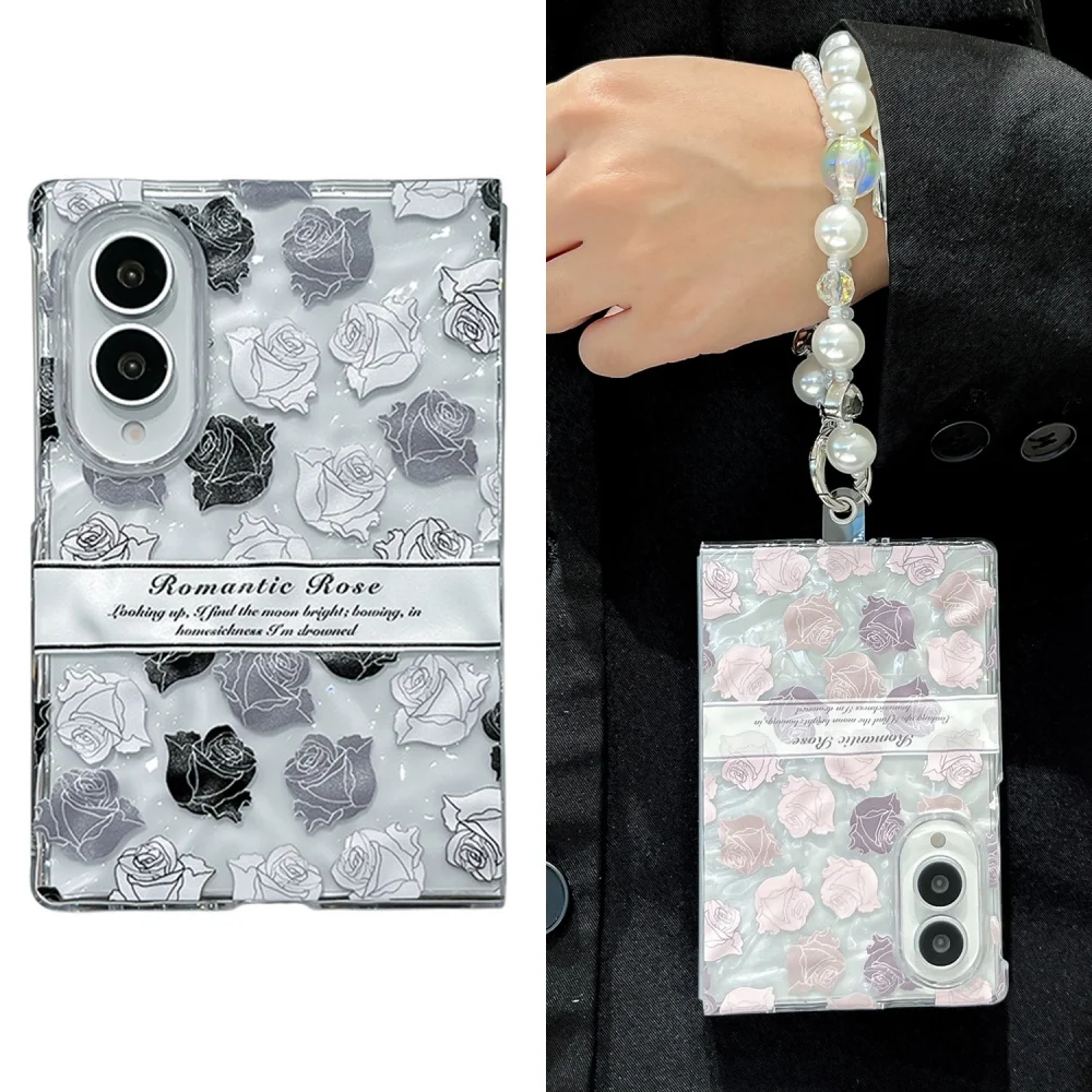 New Korean Ins Romantic Rose Phone Case for Samsung Galaxy Z Fold 8, Z Fold 8 Ultra, Fashion Vintage Shockproof Protective Cover