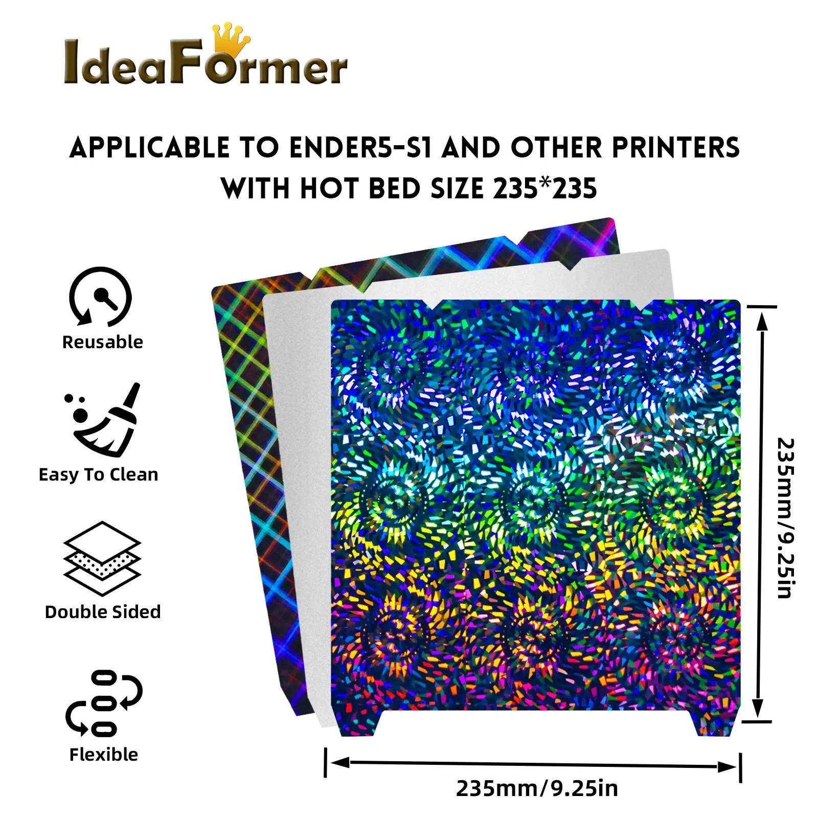 

PEW-PES plate 235x235 мм для Creality K1/Ender-3 S1/S1 Pro/v3 SE/V3 KE, магнитная Строительная пластина Sping, стальная Подогреваемая платформа для 3D-принтера