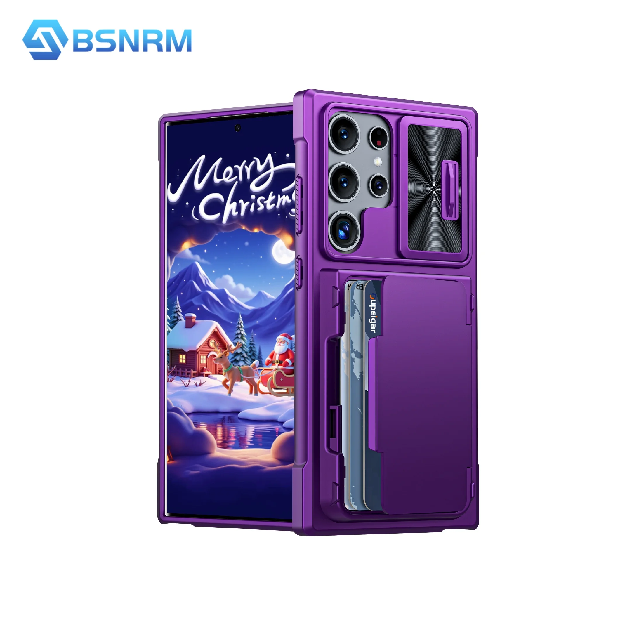 

Рождественский подарок, чехол для Samsung Galaxy S24 Ultra, с держателем для камеры, ТПУ с полным покрытием, противоударный чехол для телефона - фиолетовый