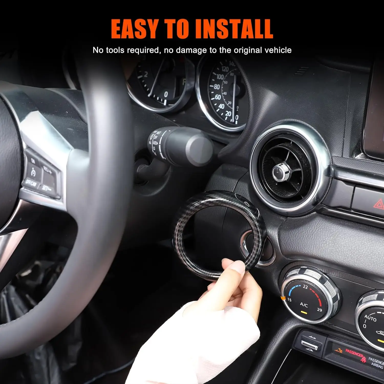 

ABS Plastic 4 Color Car Dashboard Air Condition Outlet Ring Trim For Mazda MX-5 Miata ND 2016-2024 Air Vent Cover Accessories