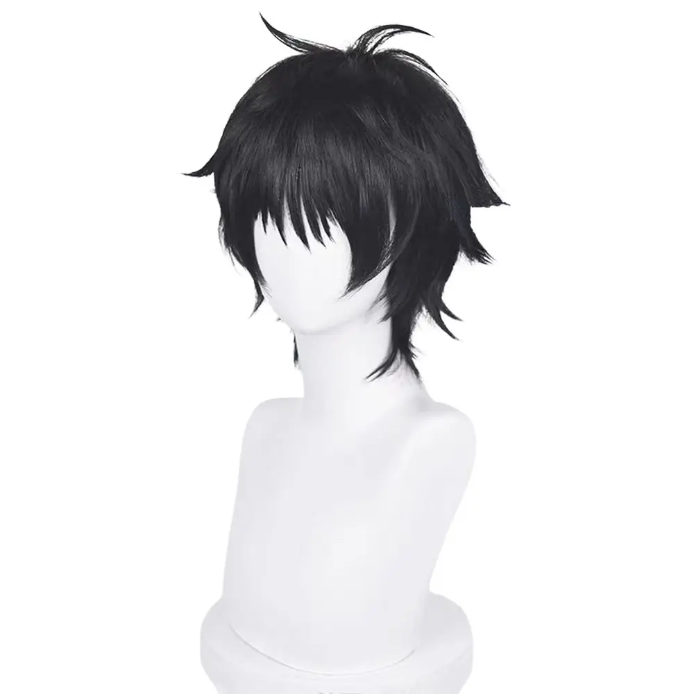 JJK Yuta Okkotsu Cosplay-Perücke, Anime, 2 Stile, 30 cm, schwarze Perücken und Ring, synthetisches hitzebeständiges Haar, Party-Perücken, Halloween-Requisiten – Detail 4
