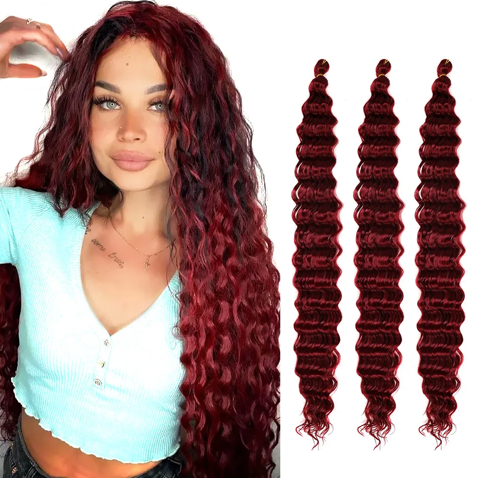 Synthetic Hair Extensions Deep Water Wave Crochet Hair Organic Hair Ocean Wave Twist Braiding Hair Extensions Curls For Women