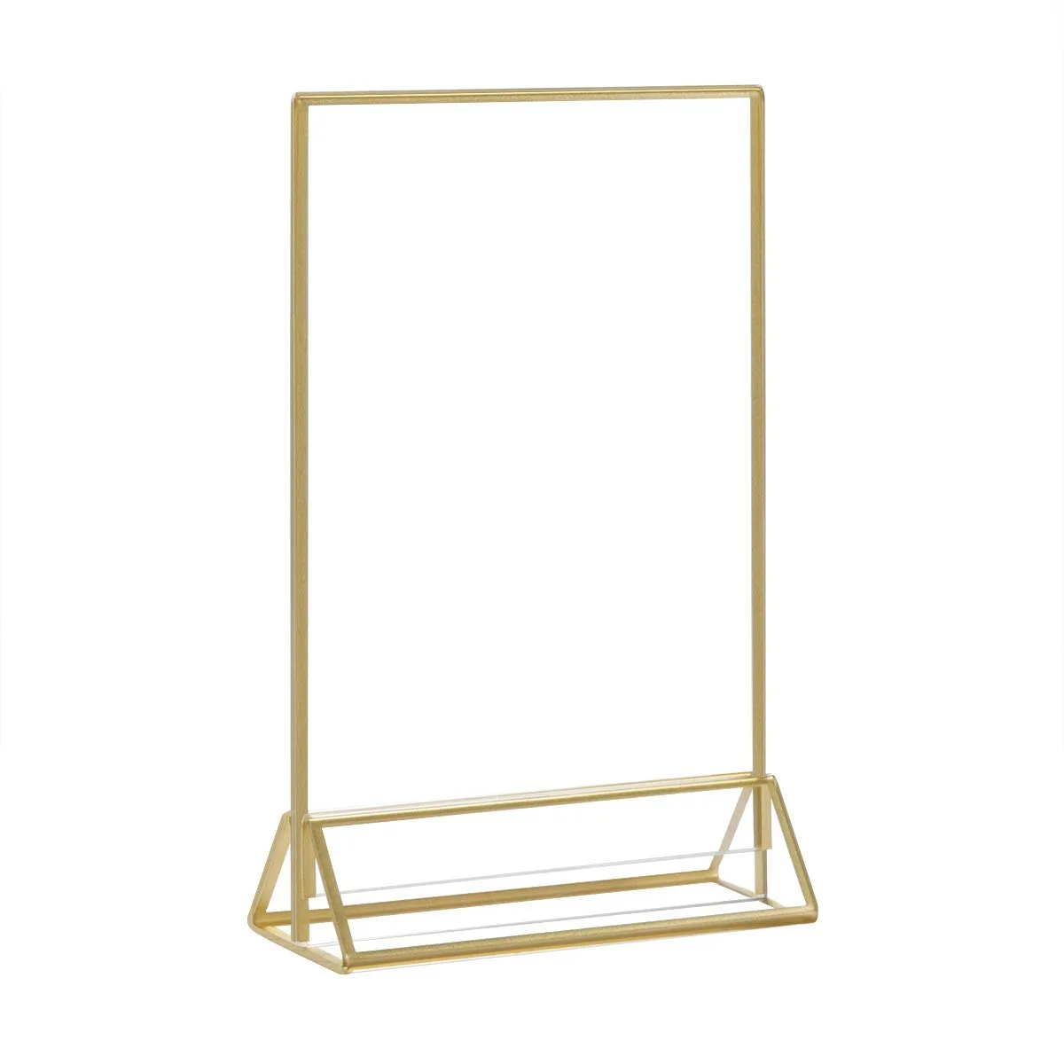 3 Size Acrylic Gold Frames Sign Holders, Double Sided Table Menu Display Stand, Wedding Table Numbers Sign Holder