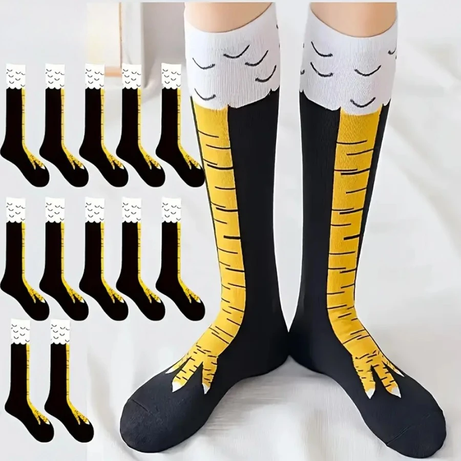 

12 пар черных носков с куриными когтями, созданных куриными когтями и полосками, подходят для повседневного ношения, изготовлен из эластичной ткани