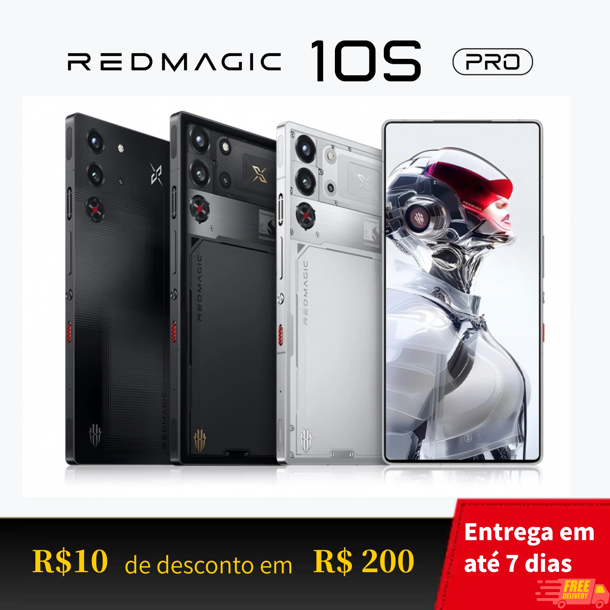 REDMAGIC 10S Pro الهاتف المحمول Gamer الهاتف الذكي 5G 12/16/24GB + 256/512GB/1TB بطارية ثنائية الشريحة 6500mAh/7050mAh أسود/فضي