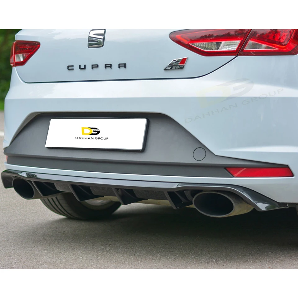 Seat Leon MK3 2012 - 2016 Max Design Rear Diffuser Left and Right Single Output Piano Gloss Black Surface Plastic FR Cupra Kit