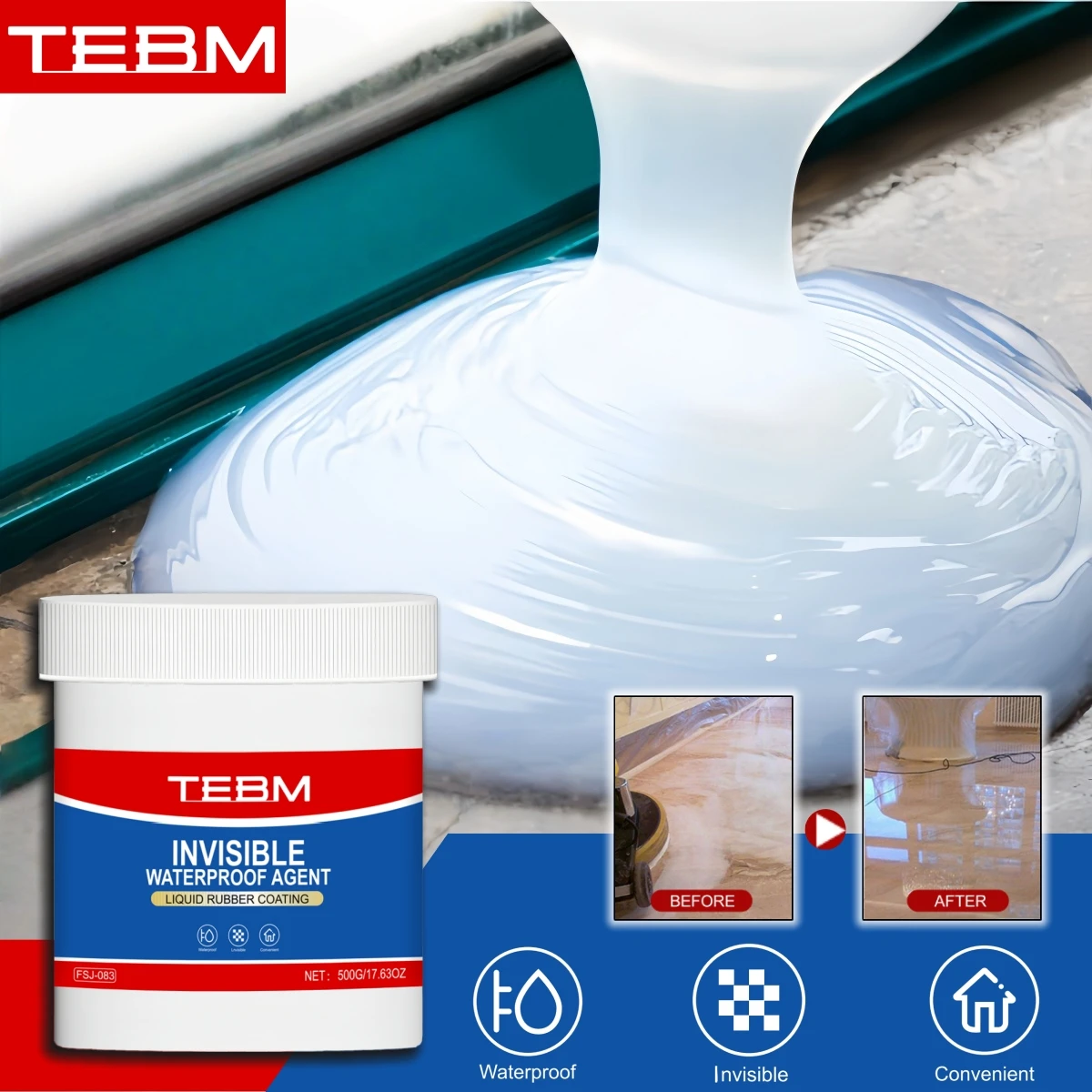 Multi-purpose invisible waterproof sealant with a transparent insulating coating, suitable for leak repair in bathrooms, balconi