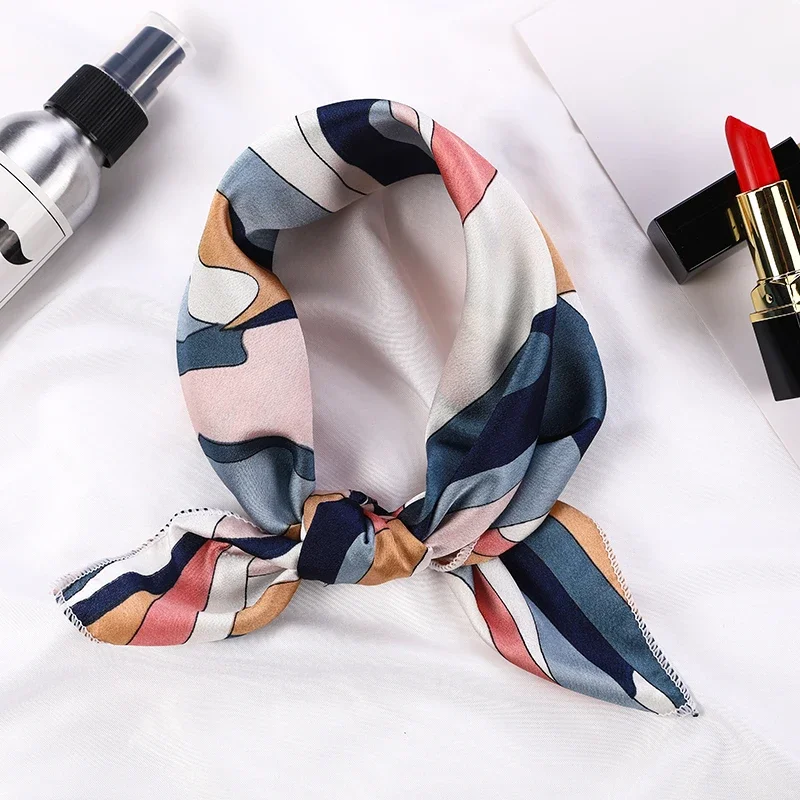 Square Silk Scarf 2023 Fashion Silk Satin Print Small Head Neck scarf Women Headscarf Kerchief Female Bandana Shawl  Accessories