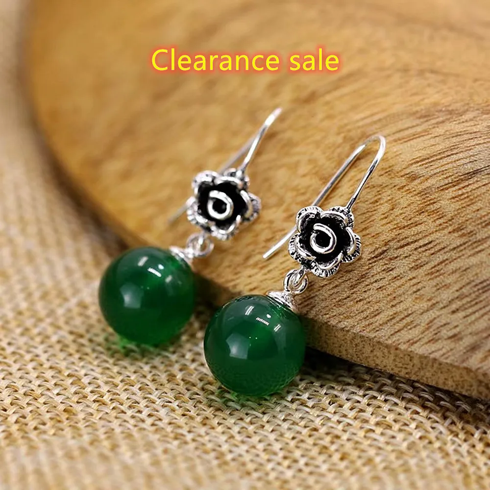 wholesale S925 silver natural chrysoprase ladies earrings Eardrop promoting act the role ofing is tasted