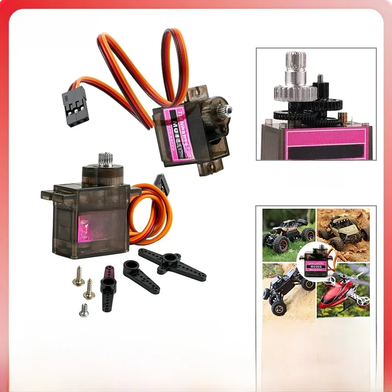 Micro servomoteur numérique 9g en métal + engrenage plastique, moteur brossé MG90S 180/270/360 ° Couple élevé pour modèle d'avion Robot de voiture RC, jouet de bricolage