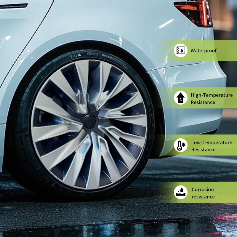 غطاء عجلات 4 قطع لتسلا موديل 3 هايلاند 2023-2025 مقاس 18 إنش – تصميم عاصفة للجهتين اليمنى واليسرى – ملحقات عجلات #5